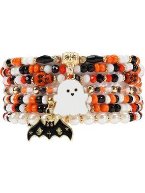 Stackable Heishi Beaded Stretch Bracelets for Halloween - Fun & Festive Jewelry